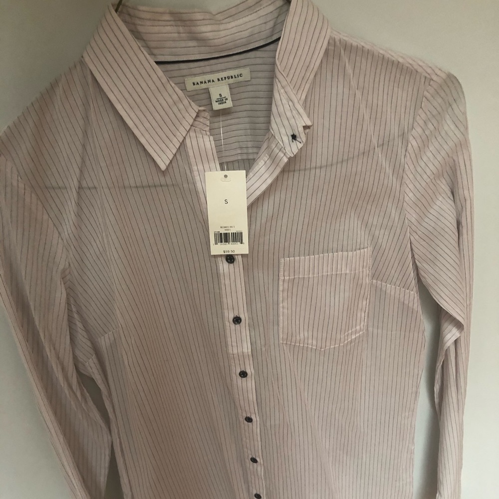 Banana Republic pinstripe blouse NWT size S